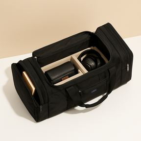 Multi-compartment sports duffle bag for men with zippered pockets, spacious interior, and detachable straps, perfect for gym and travel use.