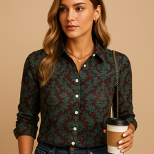 Bold patterned blouse for women with elegant details and flattering fit, ideal for both daily wear and festive occasions.