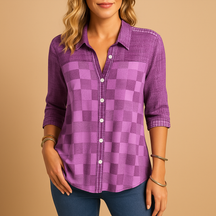 Plaid long sleeve blouse for women with relaxed fit and breathable fabric, perfect for casual and semi-formal occasions.