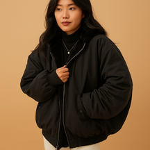 Short winter coat with hood for women in black, blue, and white featuring a warm lining, perfect for cold weather and stylish everyday wear