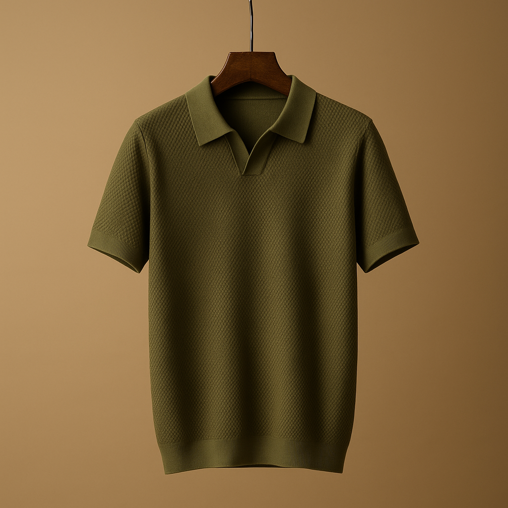 Men’s slim fit polo shirt with button collar, versatile design, and timeless colours, perfect for casual, office, or semi-formal wear.