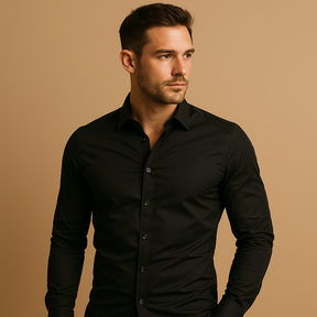 Slim fit cotton shirt for men with turndown collar, available in multiple colors, ideal for office wear or casual occasions.