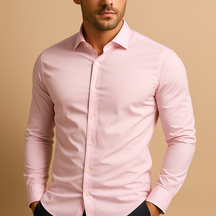 Slim fit cotton shirt for men with turndown collar, available in multiple colors, ideal for office wear or casual occasions.