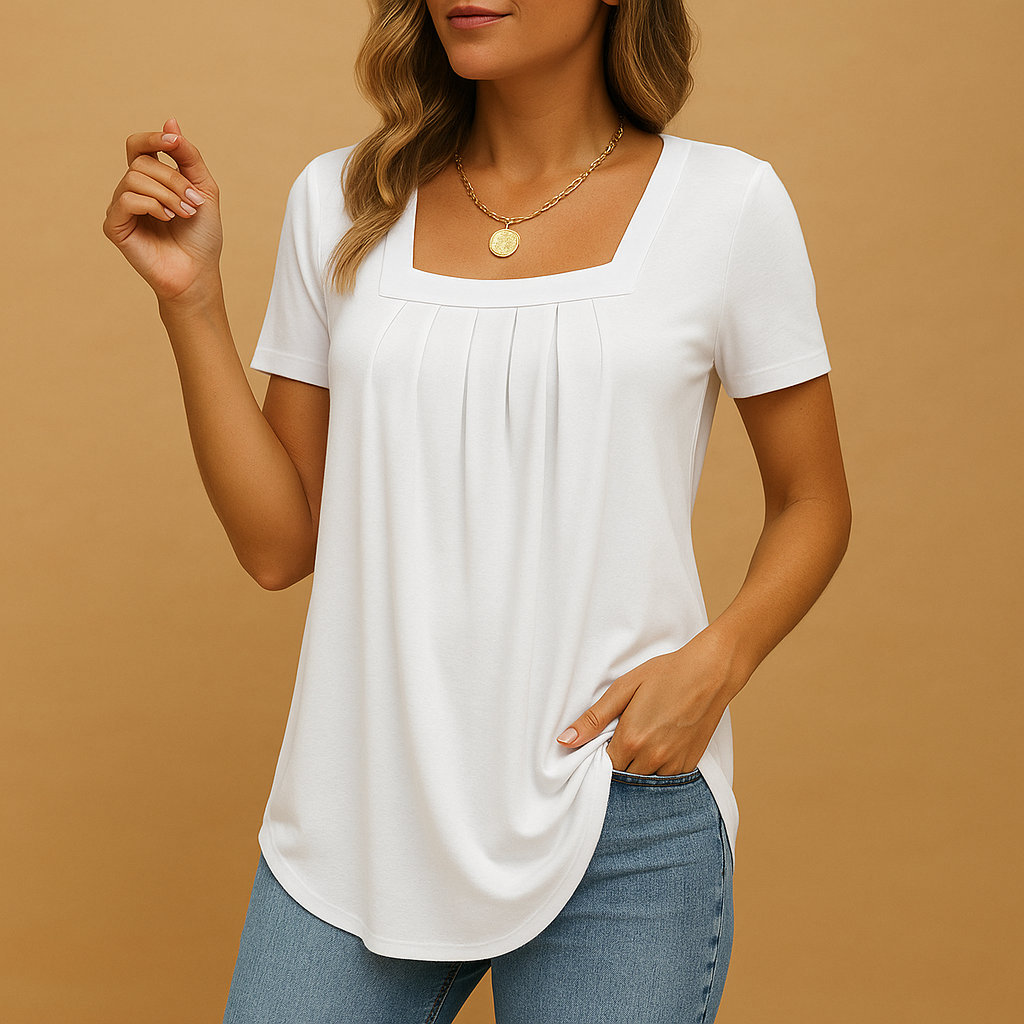 Square neck elegant blouse for women in white, black, green, burgundy, and pink with a relaxed fit—perfect for work, daily wear, or casual occasions.