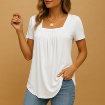 Square neck elegant blouse for women in white, black, green, burgundy, and pink with a relaxed fit—perfect for work, daily wear, or casual occasions.