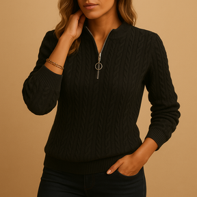Textured casual knit sweater for women with a relaxed fit, perfect for spring, autumn, and winter wear.