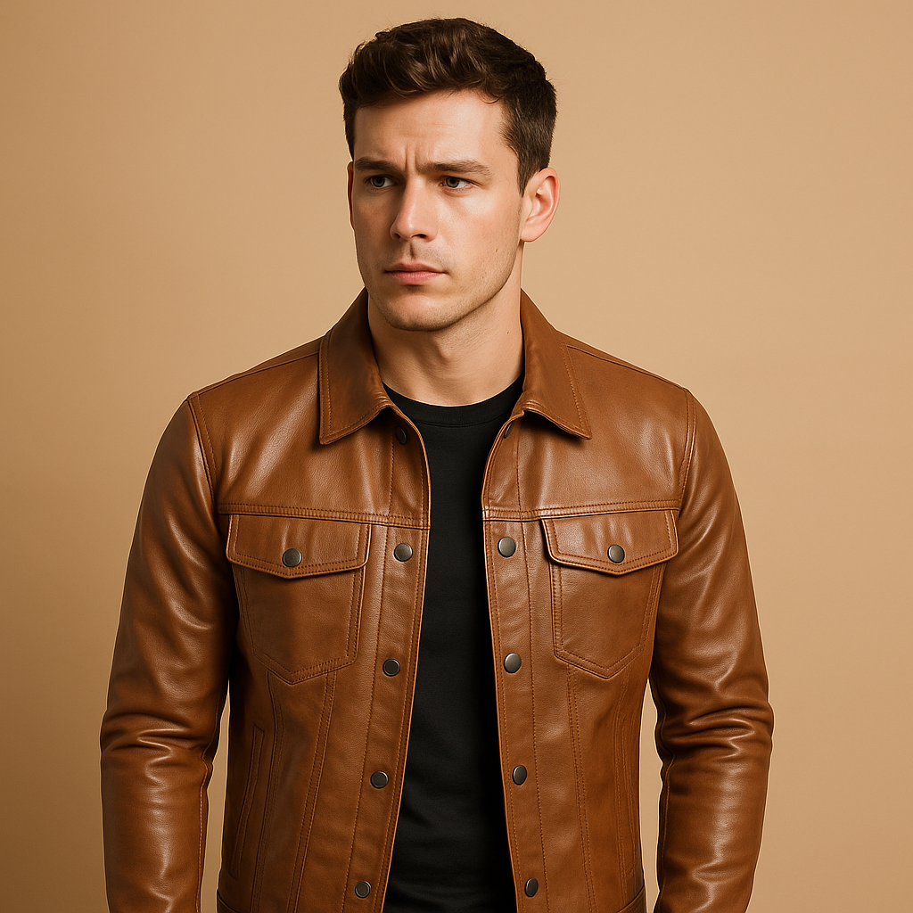 Men’s stylish biker jacket with slim fit, modern streetwear details, lightweight durable construction, perfect for motorcycle rides and casual wear.