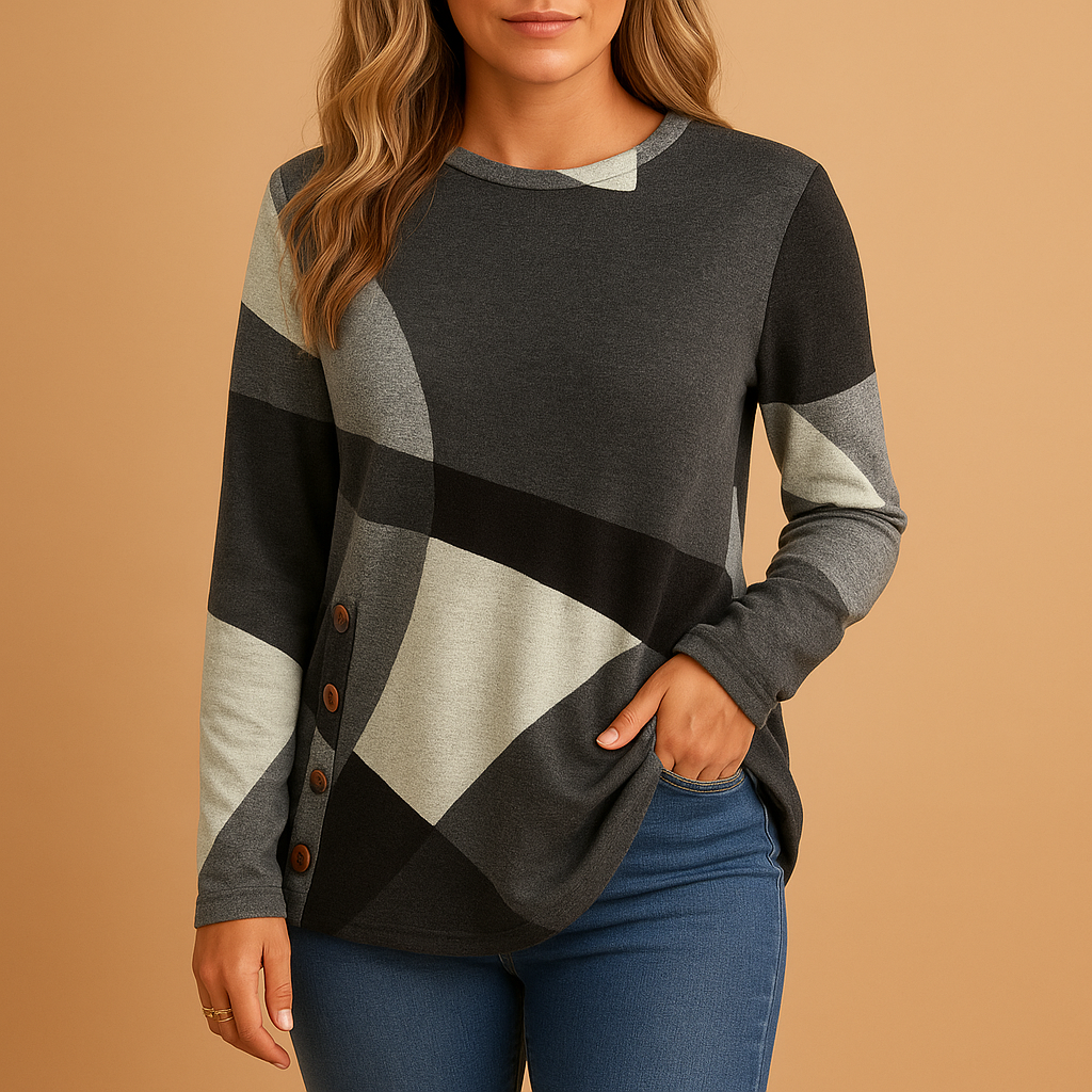 Women’s stylish knit sweater made from a soft cotton blend, perfect for layering in spring and autumn with a timeless elegant design.