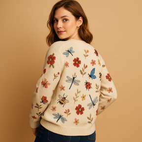Stylish knit sweater for women with relaxed fit and lightweight cotton feel, perfect for spring and autumn layering.