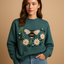 Stylish knit sweater for women with relaxed fit and lightweight cotton feel, perfect for spring and autumn layering.