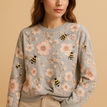 Stylish knit sweater for women with relaxed fit and lightweight cotton feel, perfect for spring and autumn layering.