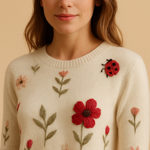 Stylish knit sweater for women with relaxed fit and lightweight cotton feel, perfect for spring and autumn layering.
