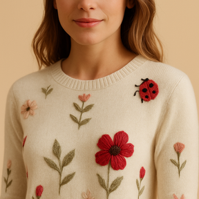 Stylish knit sweater for women with relaxed fit and lightweight cotton feel, perfect for spring and autumn layering.