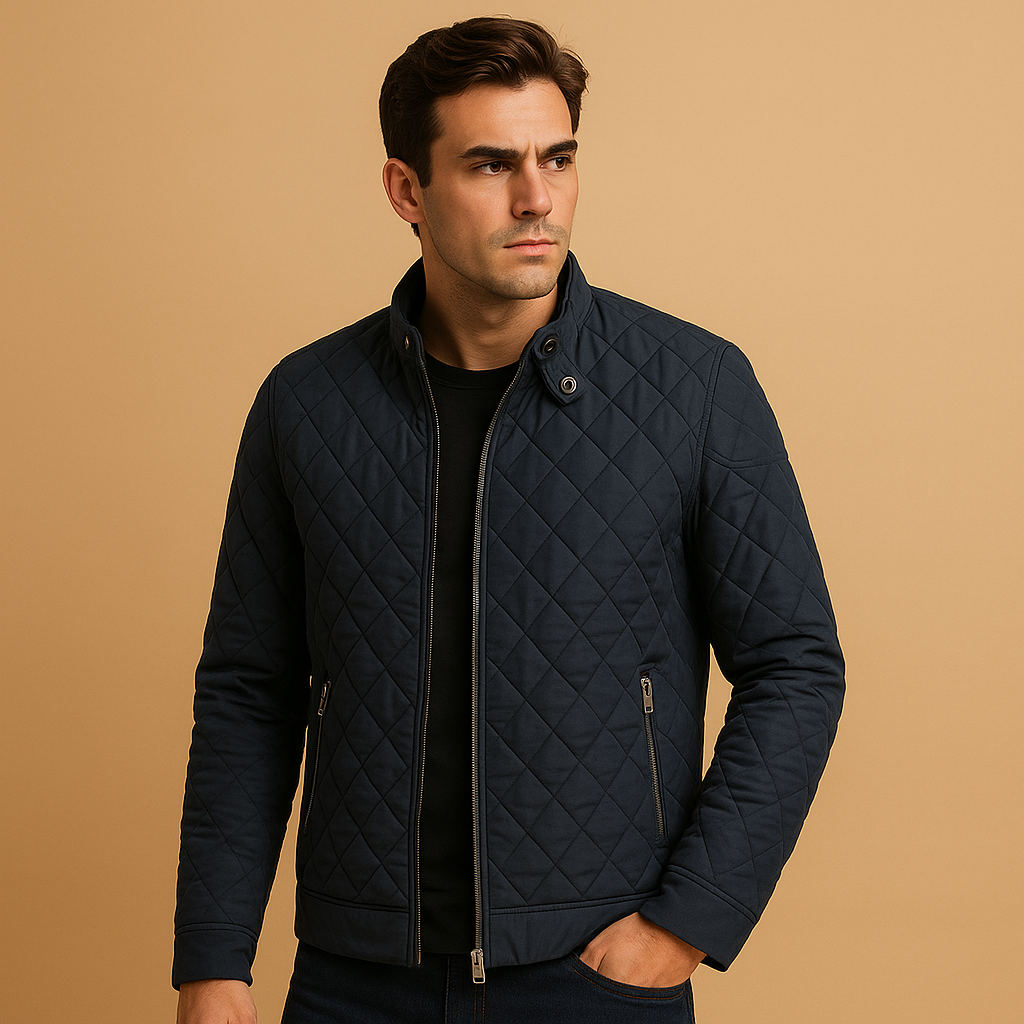 Men’s stylish winter coat with timeless design, high-quality insulation, and elegant fit, available in blue, black, and green for casual or formal use.