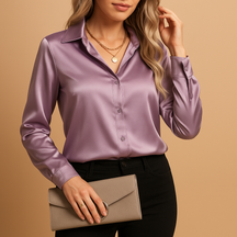 Timeless elegant blouse for women with classic collar and lightweight fabric, ideal for workdays or casual outings year-round.