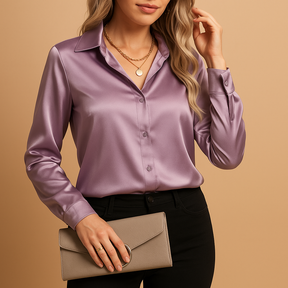 Timeless elegant blouse for women with classic collar and lightweight fabric, ideal for workdays or casual outings year-round.
