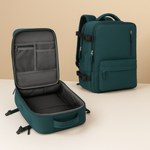 TSA-approved travel backpack for women with anti-theft pockets, wet compartment, and padded straps for comfortable and organised travel.