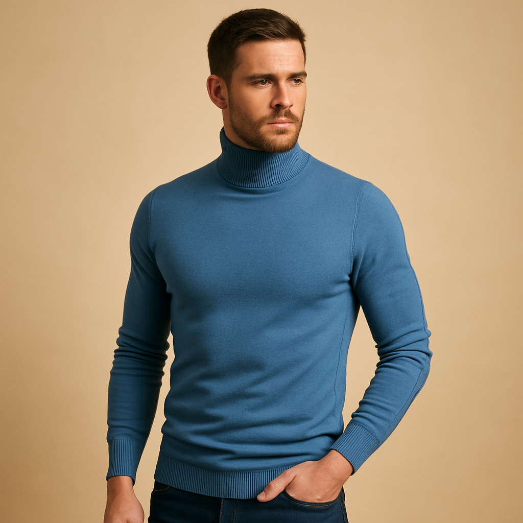 Turtleneck sweater for men with slim fit and classic design, perfect for autumn, winter, work, and formal occasions.