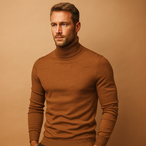 Turtleneck sweater for men with slim fit and classic design, perfect for autumn, winter, work, and formal occasions.