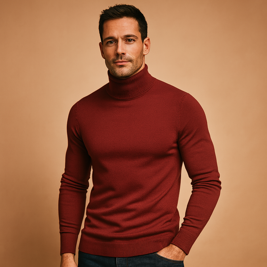 Turtleneck sweater for men with slim fit and classic design, perfect for autumn, winter, work, and formal occasions.