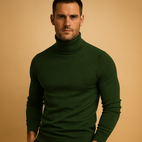Turtleneck sweater for men with slim fit and classic design, perfect for autumn, winter, work, and formal occasions.