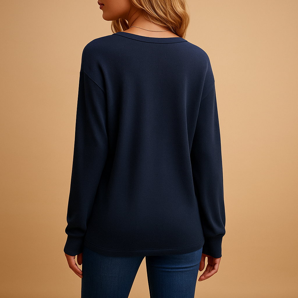 V-neck button blouse for women in black, white, red, green, or navy blue, with relaxed fit and elegant everyday style.