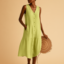 V-neck summer dress for women with a timeless silhouette and breezy fit, perfect for the beach, vacation, or warm evening outings.