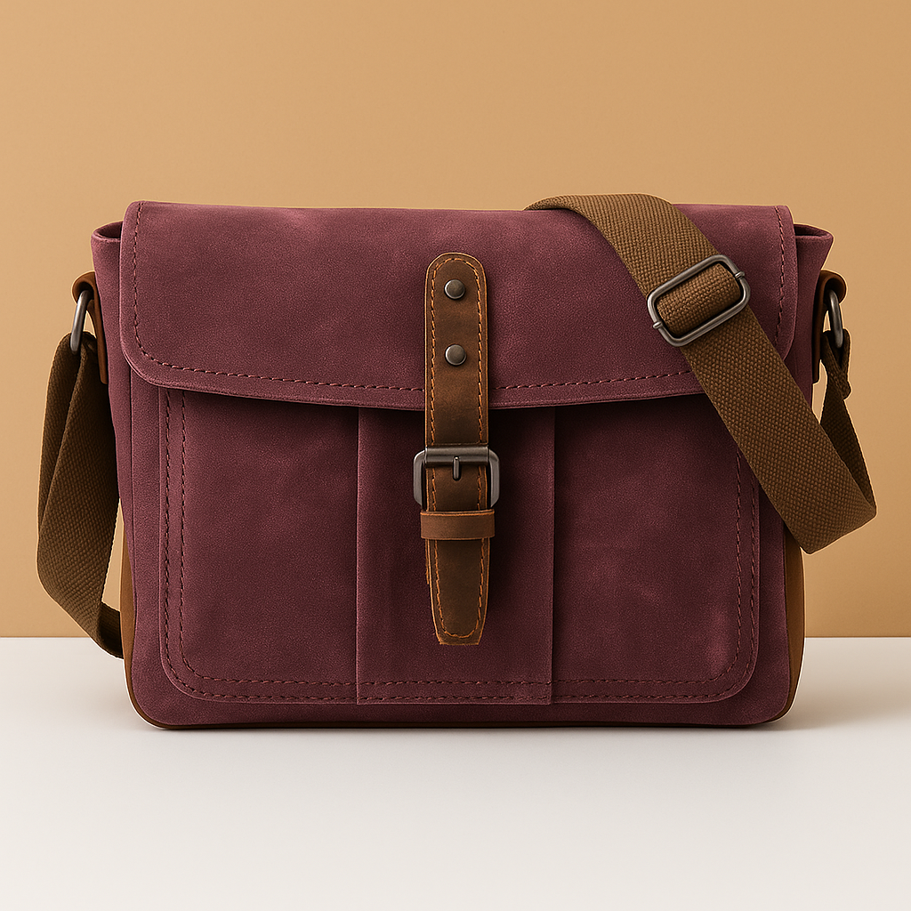 Men’s vintage messenger bag made from waterproof canvas with leather accents and adjustable strap, ideal for work, travel, or outdoor use