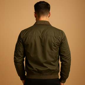 Men’s bomber jacket with light padding, water-repellent fabric, zipper and snap closure, ideal for all-season casual and semi-formal wear