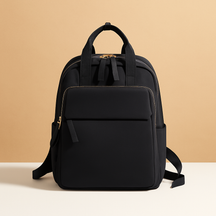Water-repellent laptop backpack for women with padded 14-inch laptop sleeve, travel trolley sleeve, and stylish lightweight design.