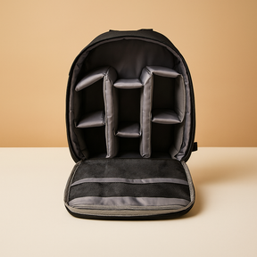 Waterproof camera backpack for men with adjustable padded dividers, tripod support, and breathable straps for secure, comfortable photography on the go.