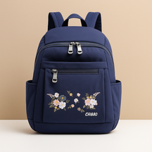 Floral waterproof backpack for women with laptop sleeve and RFID protection, perfect for travel or daily commuting.