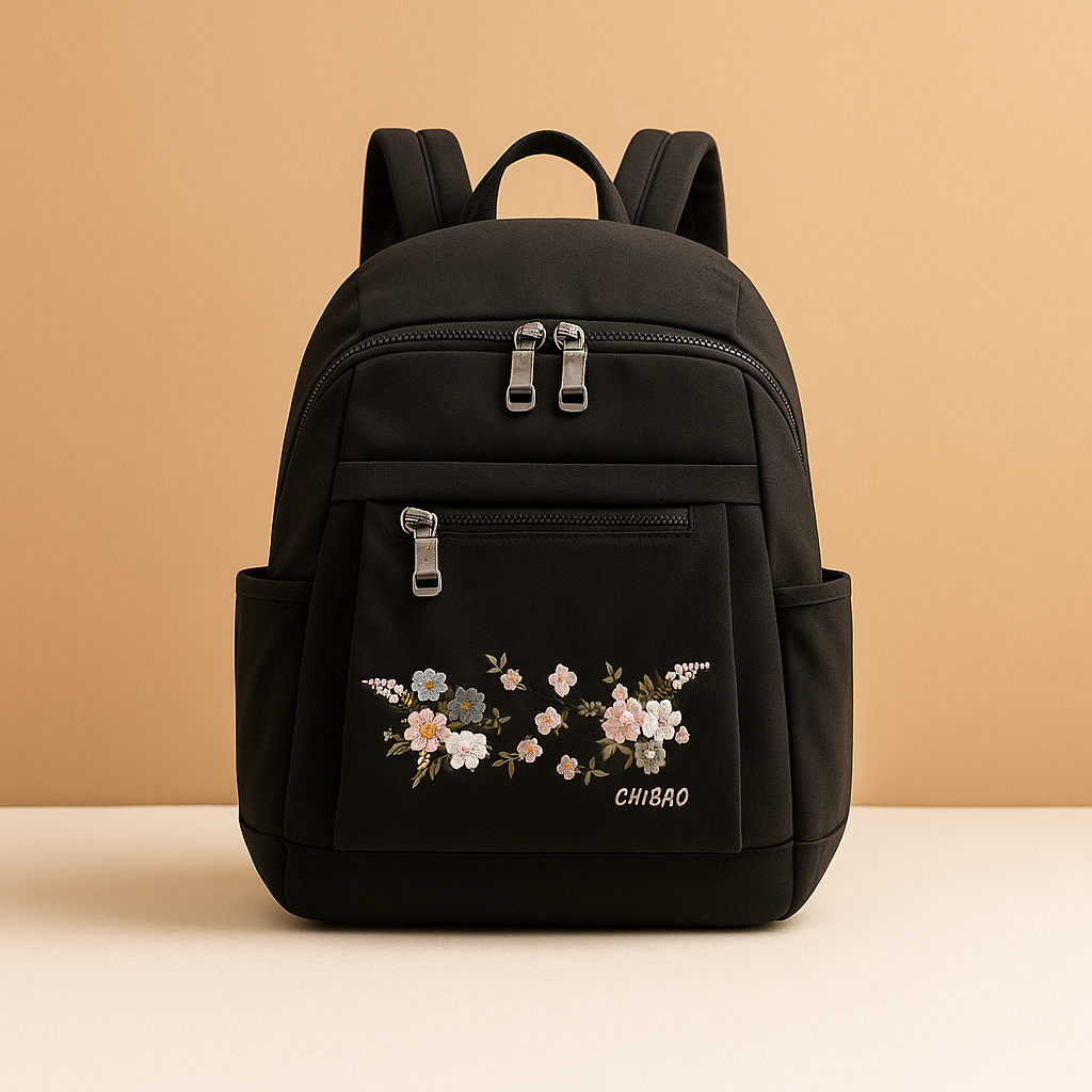 Floral waterproof backpack for women with laptop sleeve and RFID protection, perfect for travel or daily commuting.