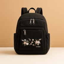 Floral waterproof backpack for women with laptop sleeve and RFID protection, perfect for travel or daily commuting.