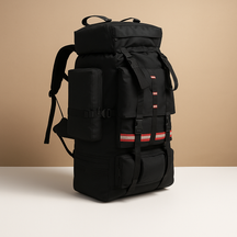 Waterproof hiking backpack for men with 130L capacity, ergonomic straps, and tear-resistant material for camping and trekking adventures.