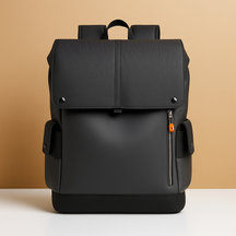Waterproof leather laptop backpack for men with 15.6-inch laptop sleeve, headphone port, and charging pocket, perfect for work or travel.