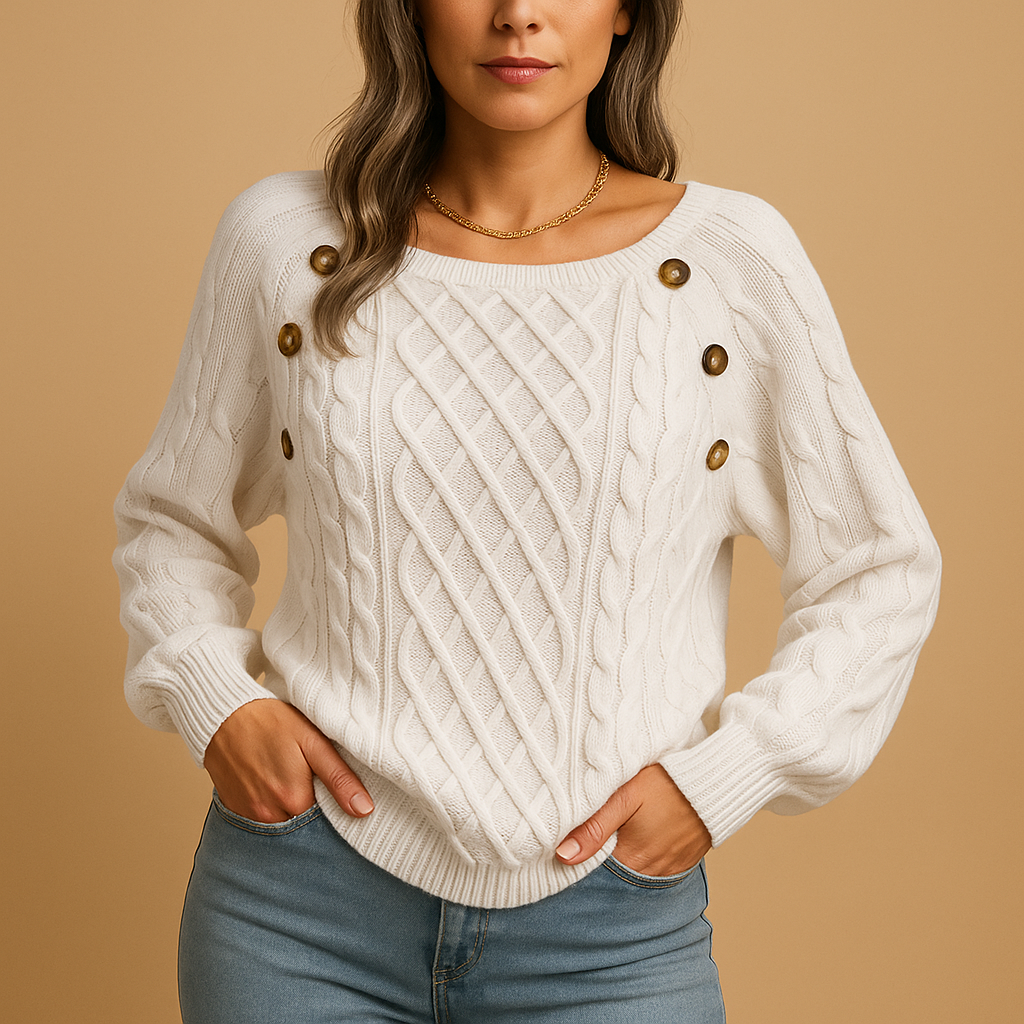 Women’s elegant knit sweater with long sleeves and soft stretch fit, ideal for autumn and winter wear in casual or layered styles.