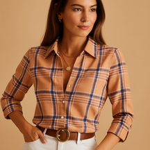 Stylish women’s blouse with wrap neckline and bold print, available in multiple colors for office or evening wear.