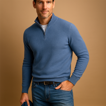 Zip-up cardigan for men in soft fabric with timeless design, perfect for autumn, winter, work, and casual wear.