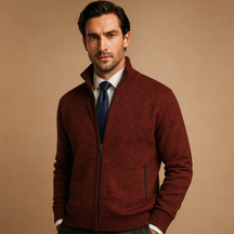 Versatile men’s zipped cardigan with modern design, warm and comfortable for autumn, winter, work, leisure, and casual wear.